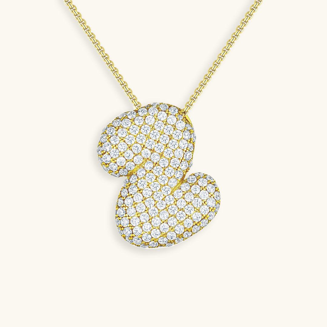 Bubble Initial Diamond Halskette