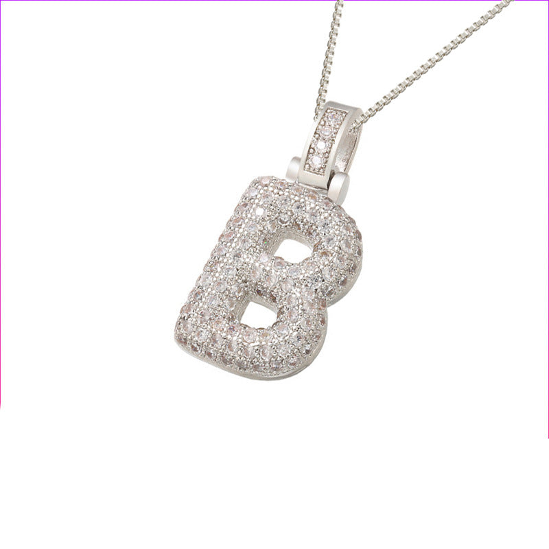 Pave Bubble Initial Halskette