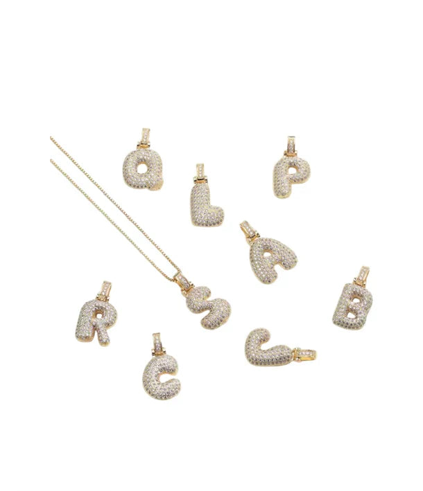 Pave Bubble Initial Halskette