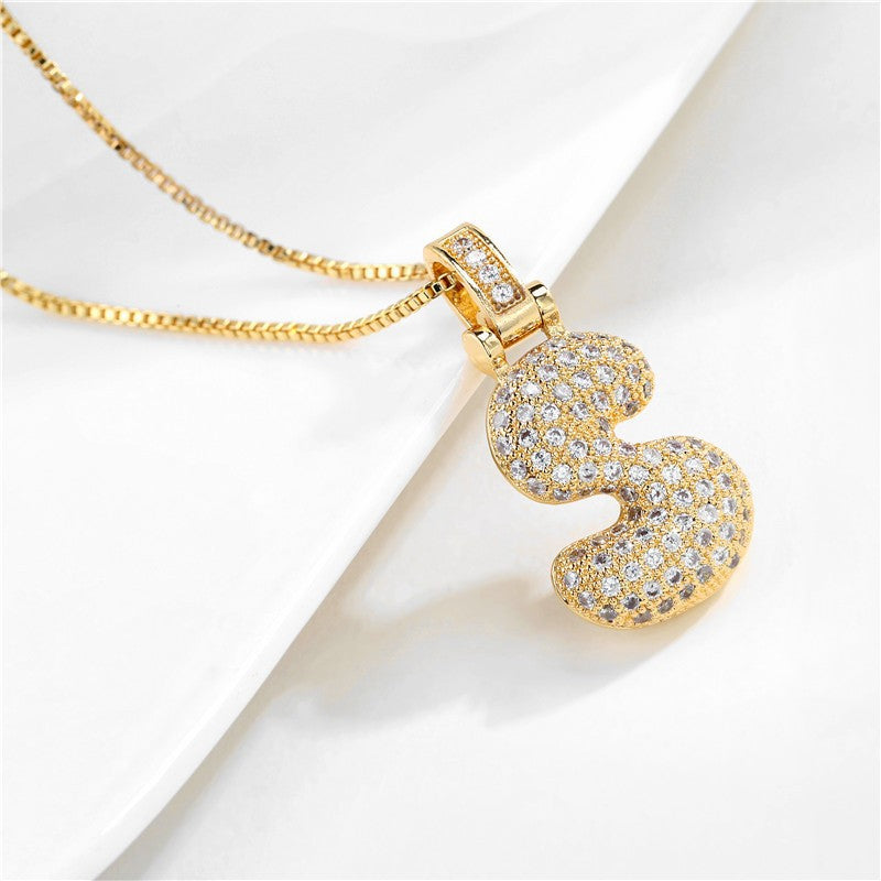 Pave Bubble Initial Halskette