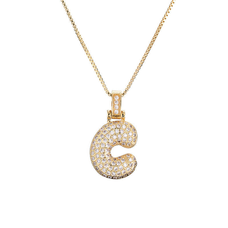 Pave Bubble Initial Halskette