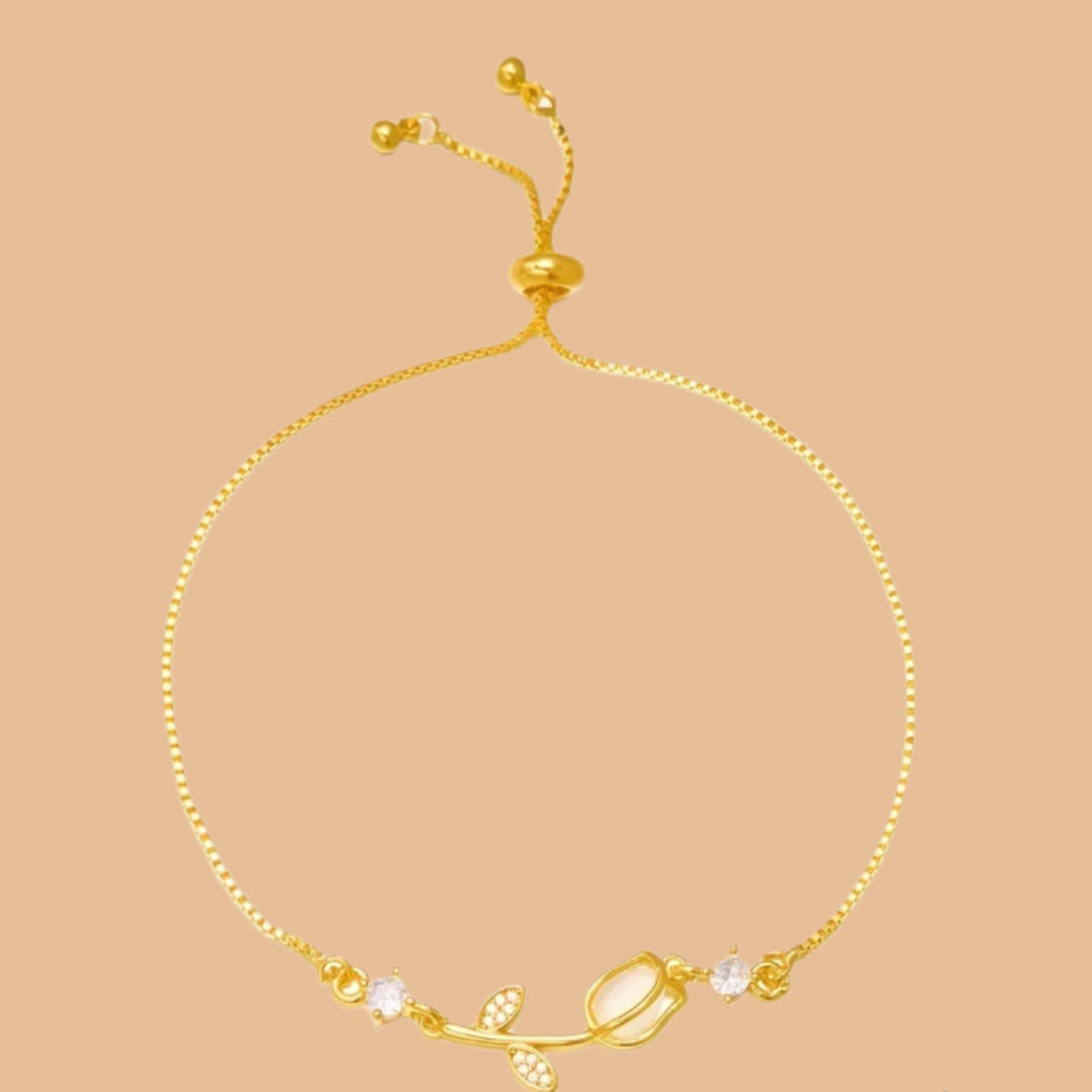 Elegantes verstellbares Tulpenarmband mit Katzenauge