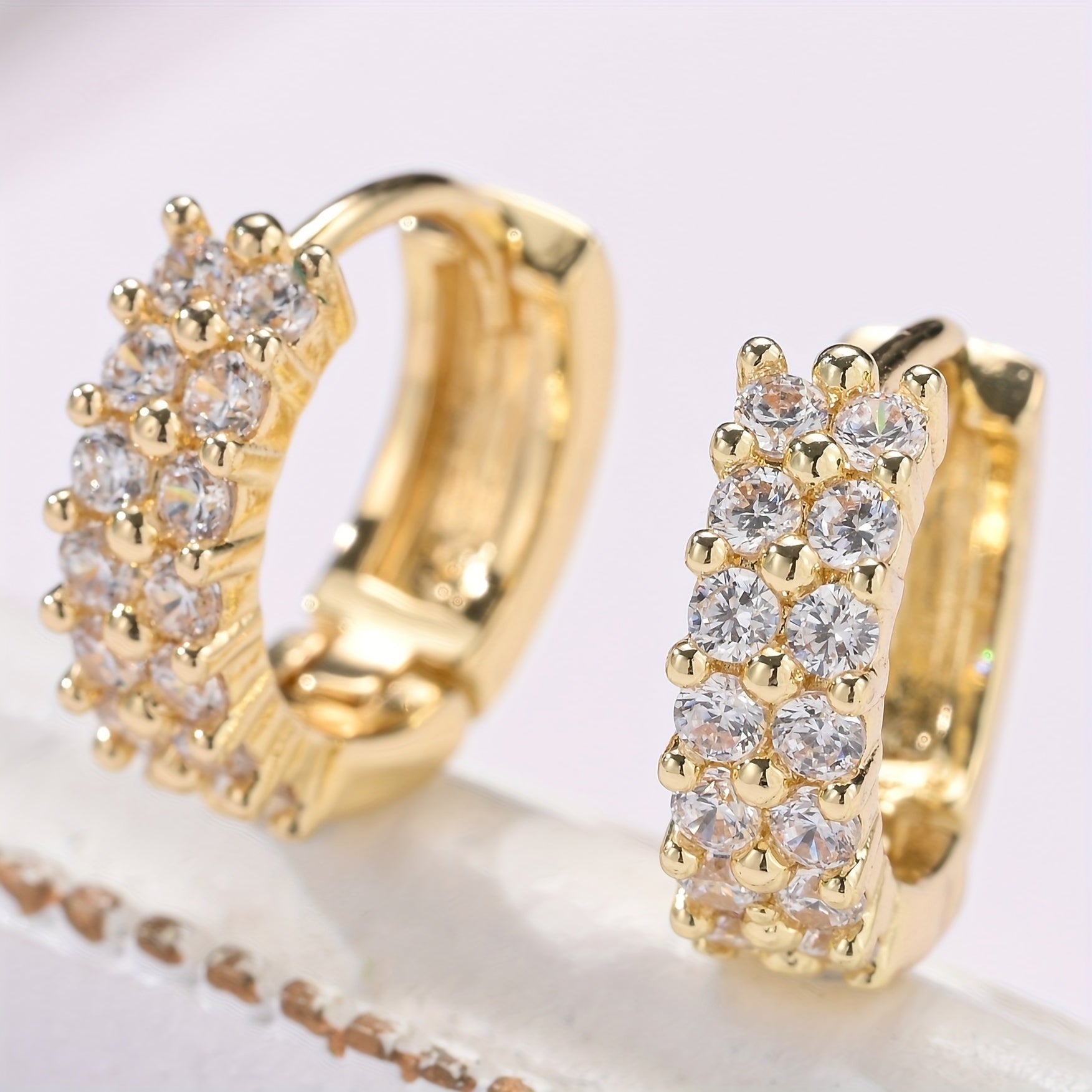 Goldene Duo Hoops Ohrringe Sparkle Ohrringe