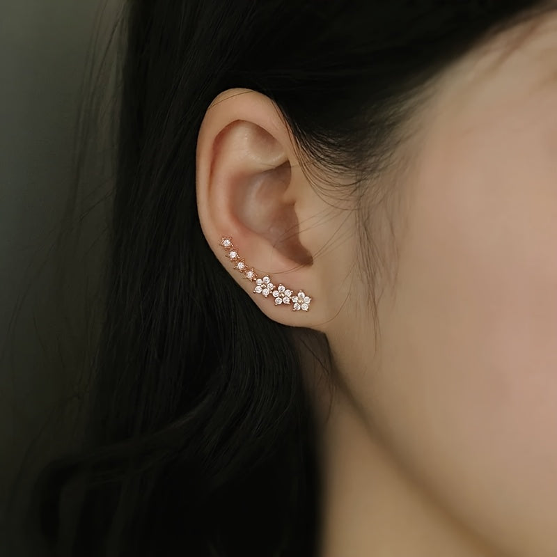 Elegante florale Strass-Ohrstecker