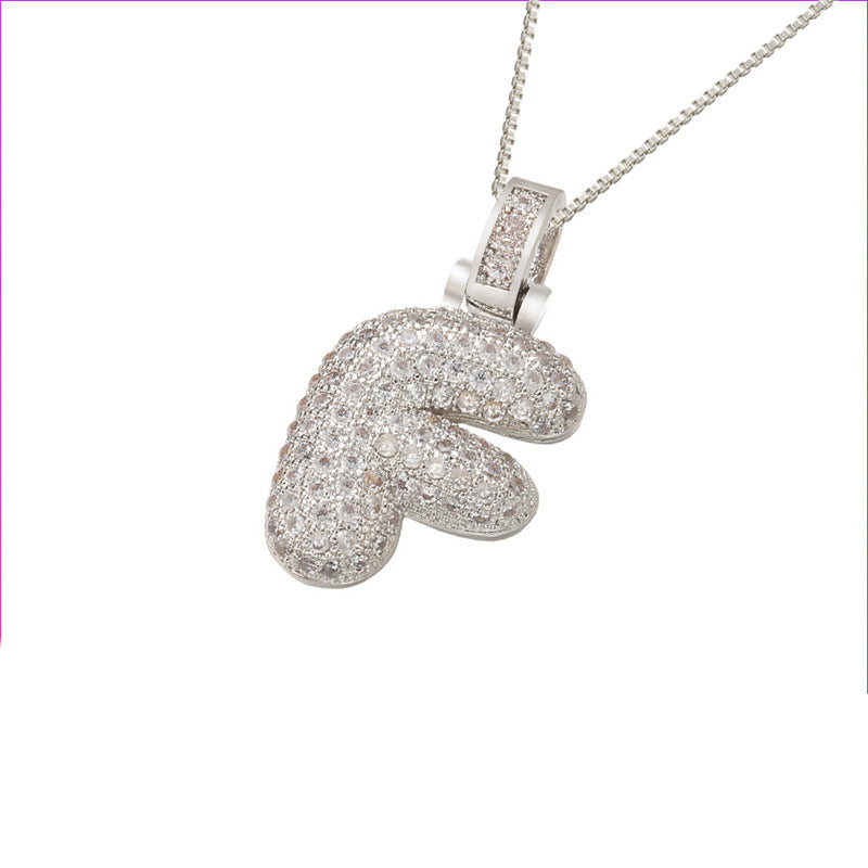 Pave Bubble Initial Halskette