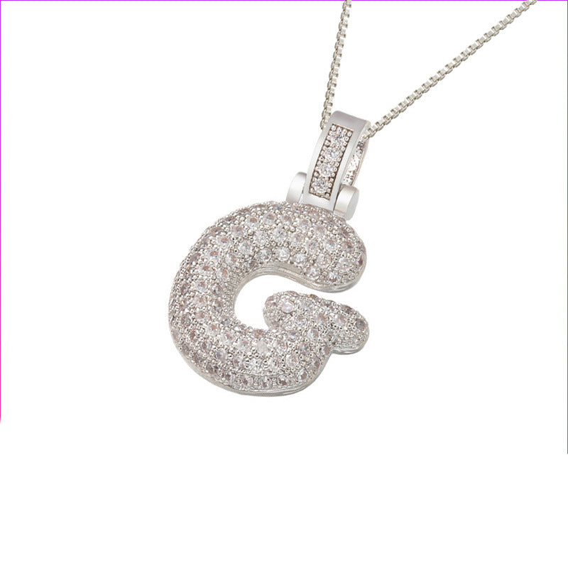 Pave Bubble Initial Halskette