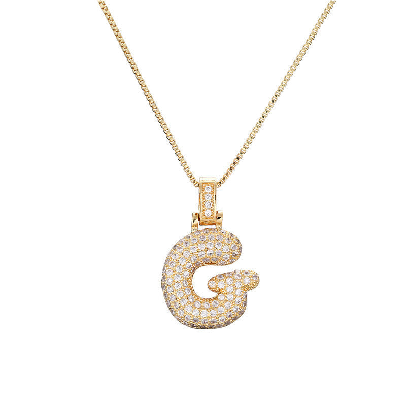 Pave Bubble Initial Halskette