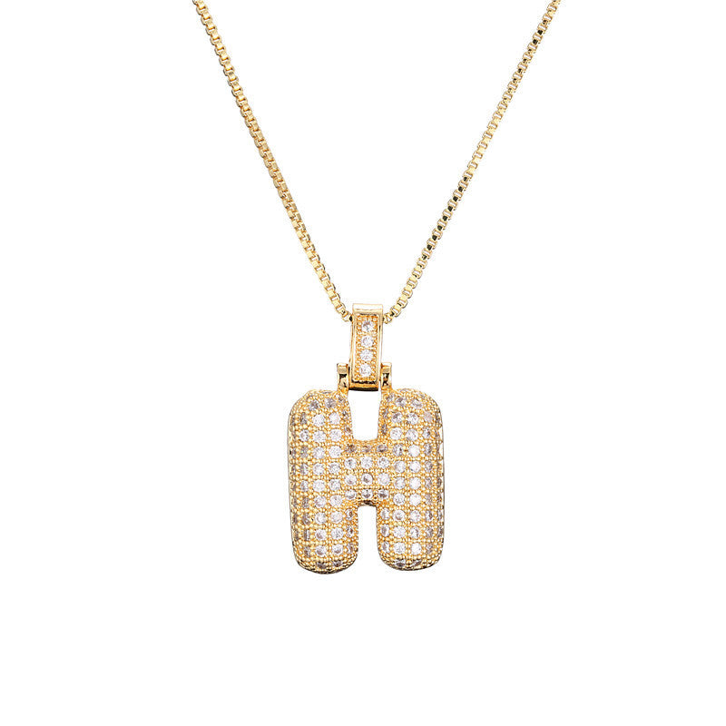 Pave Bubble Initial Halskette