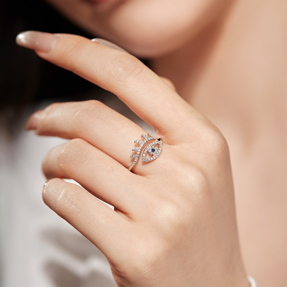 Hannah Evil Eye Ring - Sterling Silber und Zirkon