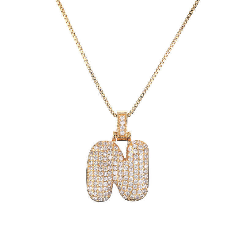 Pave Bubble Initial Halskette