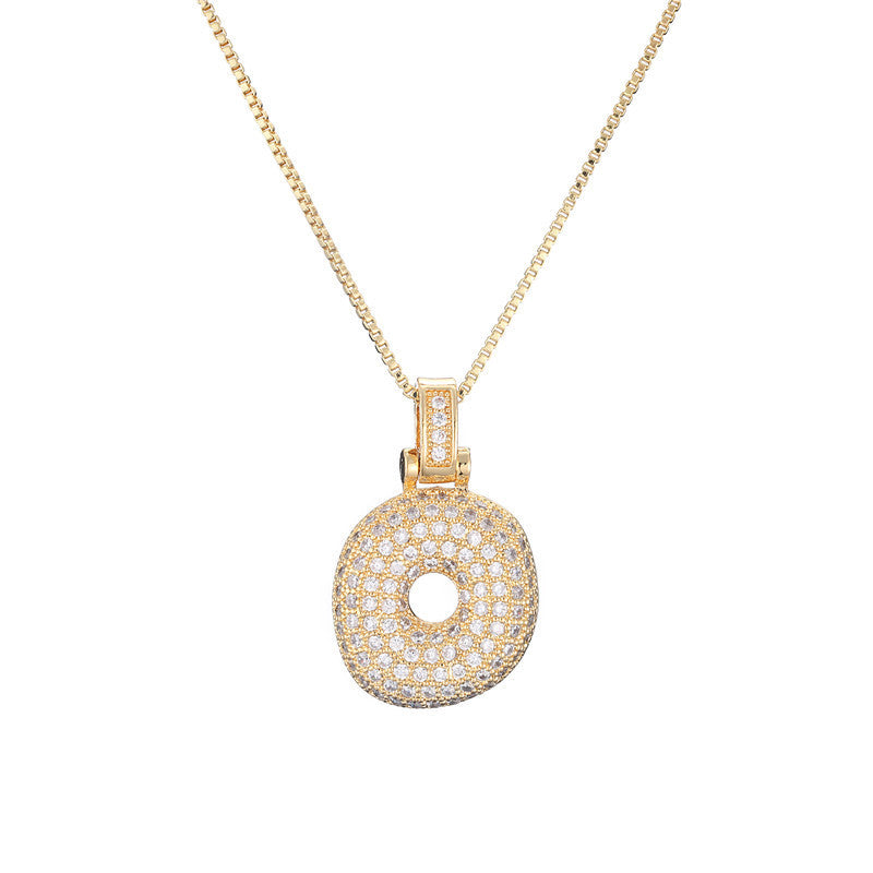 Pave Bubble Initial Halskette