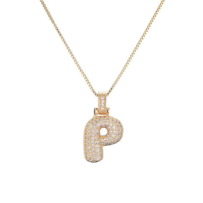 Pave Bubble Initial Halskette