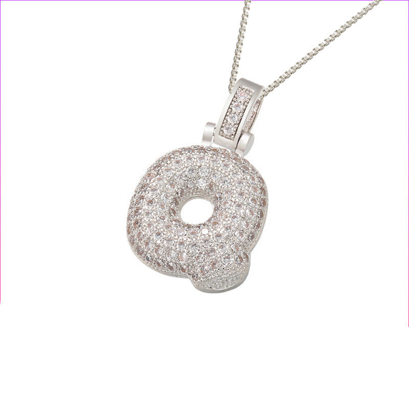 Pave Bubble Initial Halskette