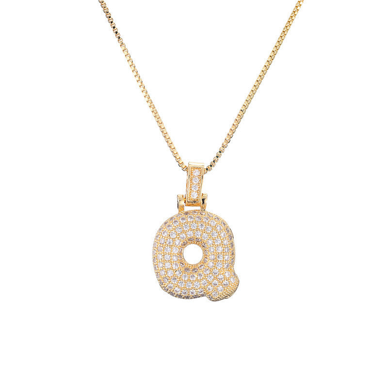 Pave Bubble Initial Halskette