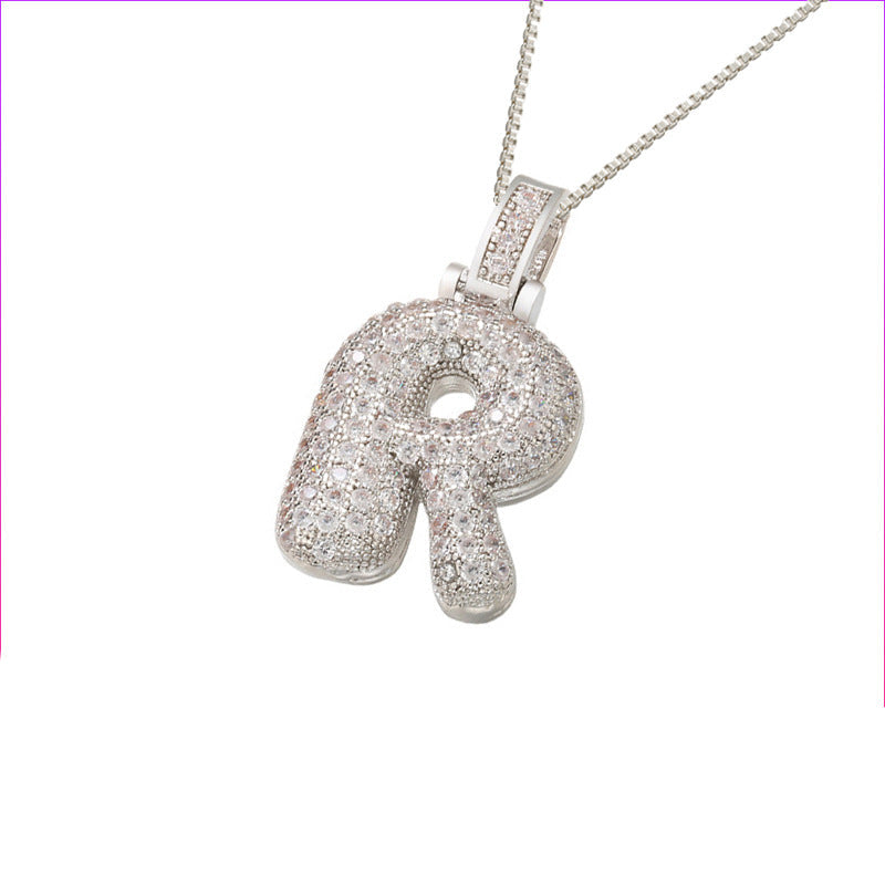 Pave Bubble Initial Halskette