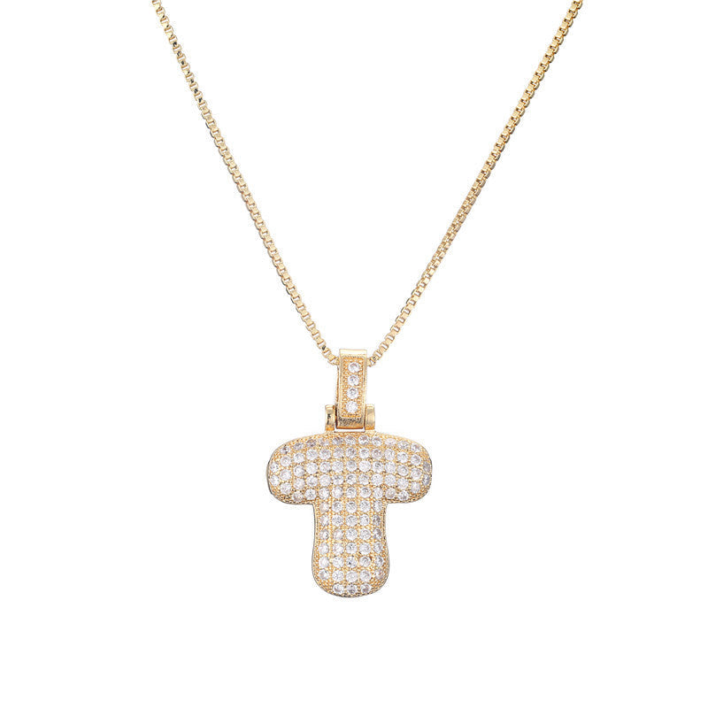 Pave Bubble Initial Halskette