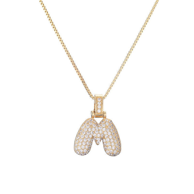 Pave Bubble Initial Halskette