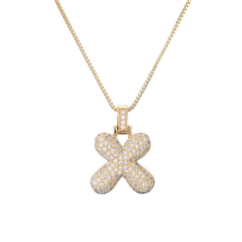 Pave Bubble Initial Halskette