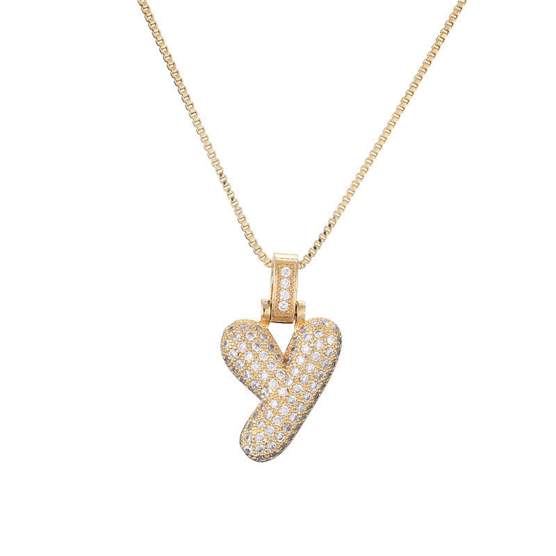 Pave Bubble Initial Halskette