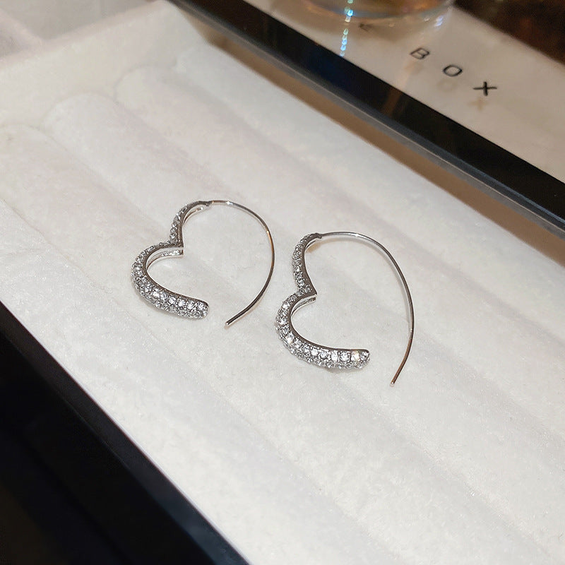 Zirconia Heart Hoop Earrings