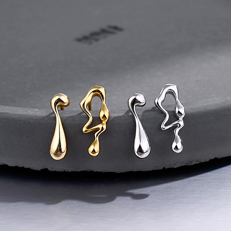 925 Sterling Silber Unregelmäßige Wassertropfen-Ohrringe