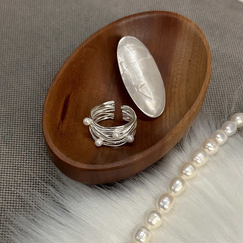 Gewickelter Sterling Silber Perlenring