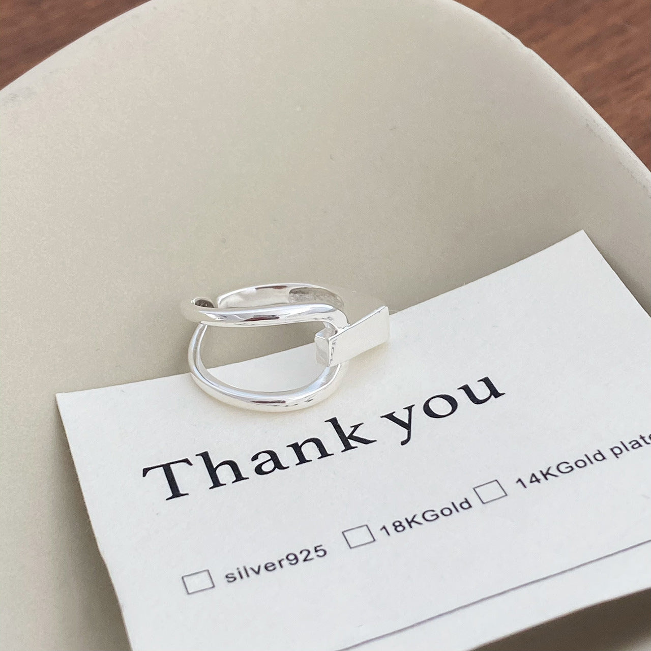 Asymmetrischer verstellbarer Ring aus Sterling Silber