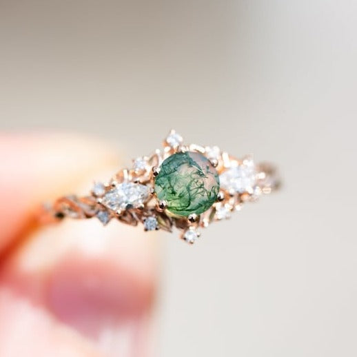 Runder Moosachat-Ring