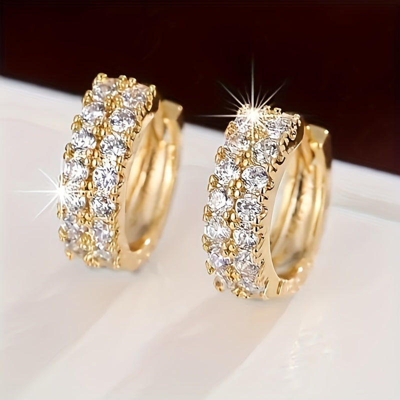 Goldene Duo Hoops Ohrringe Sparkle Ohrringe