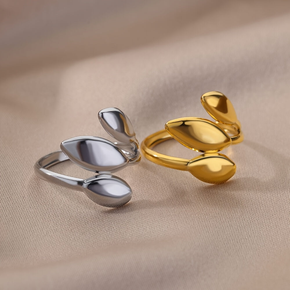 Whispering Willow Elegante Blatt Design Aussage Ring