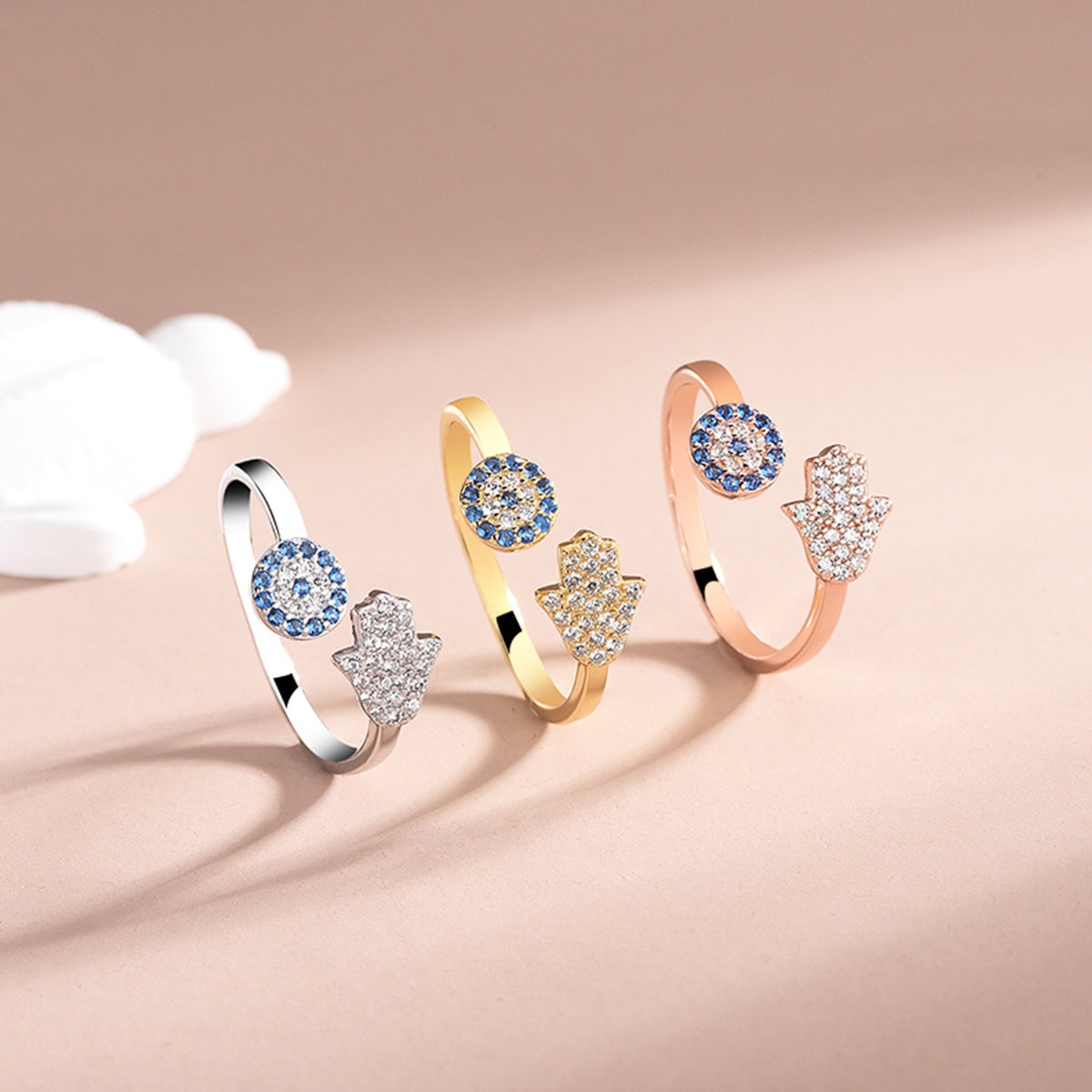 Belinda Hamsa Ring in Rose Gold - 925 Sterling Silber