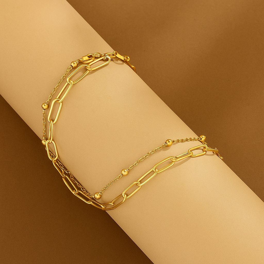 Elegantes Doppelreihiges Vergoldetes Armband
