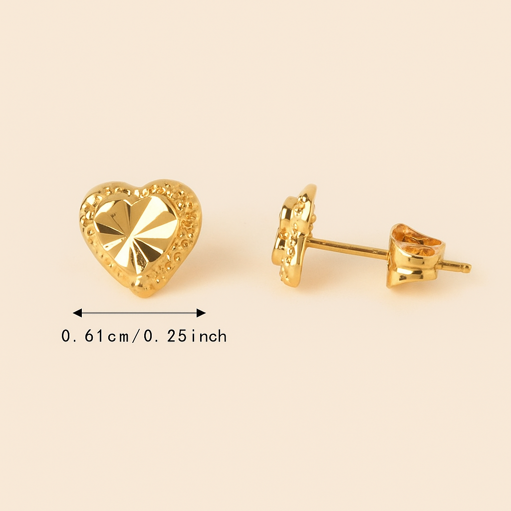 Elegante Goldene Herzförmige Ohrstecker