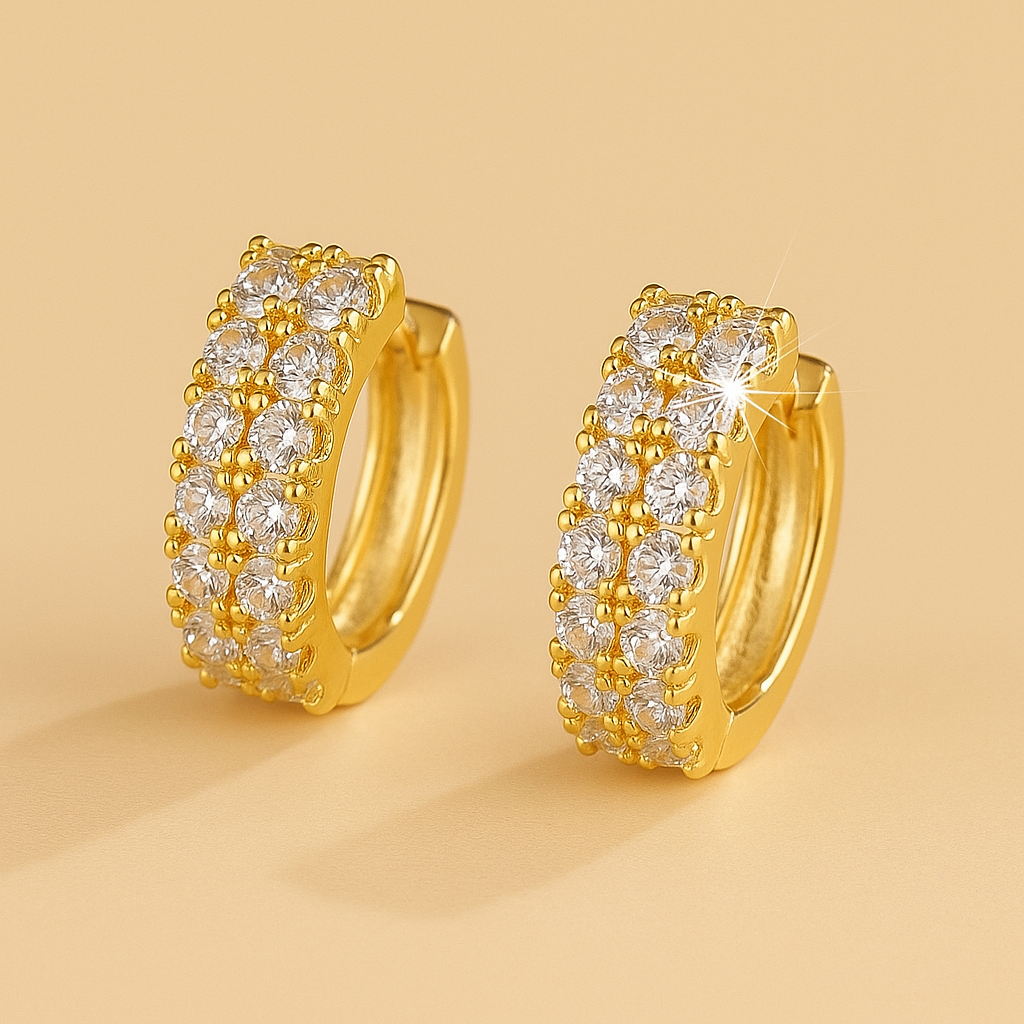 Goldene Duo Hoops Ohrringe Sparkle Ohrringe