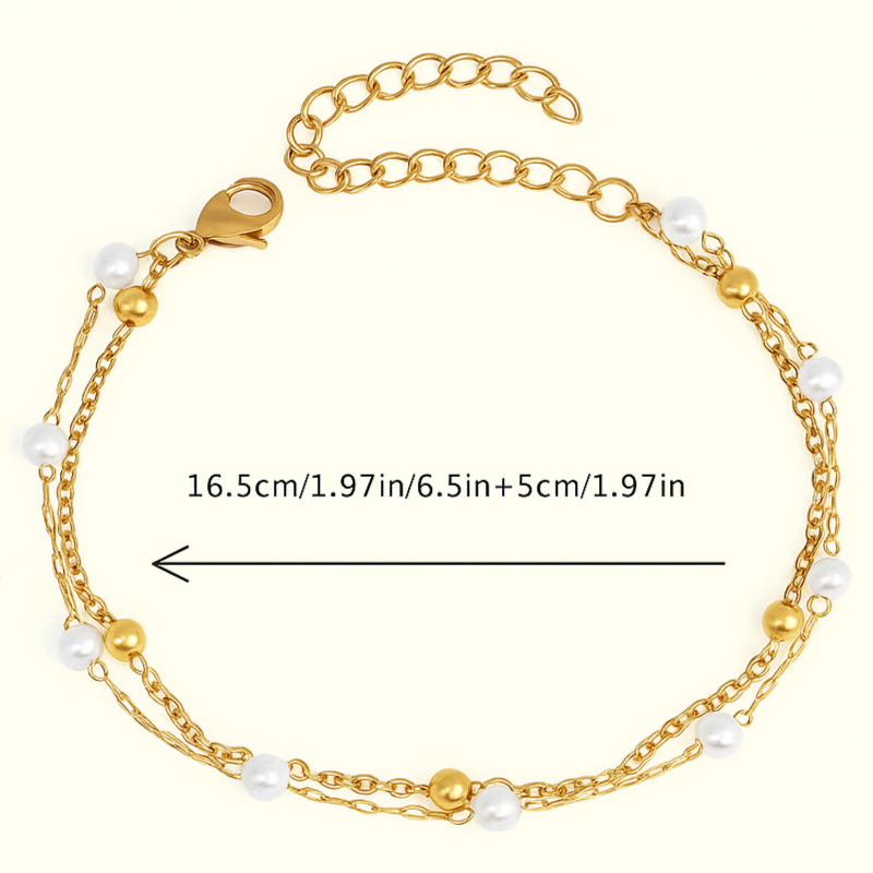 Elegantes doppellagiges Kunstperlenarmband