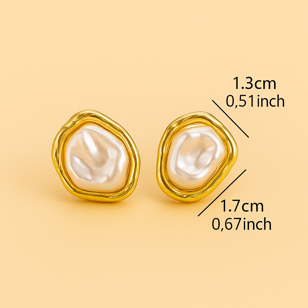 Elegante goldfarbene unregelmäßige ovale Perlenohrstecker für Frauen