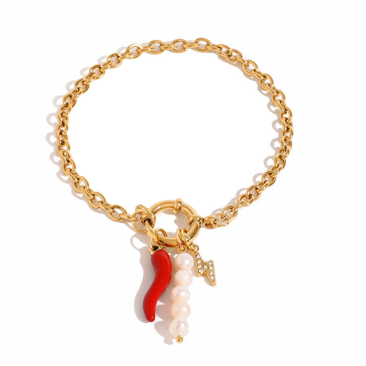 Chili-Charm-Armband in Gold