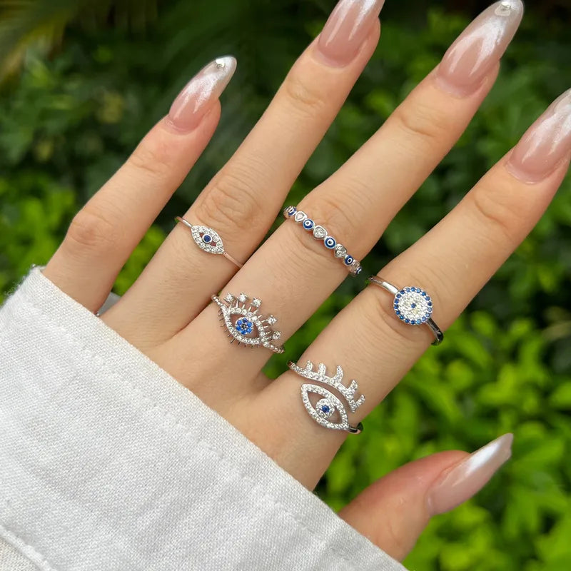 Hannah Evil Eye Ring - Sterling Silber und Zirkon