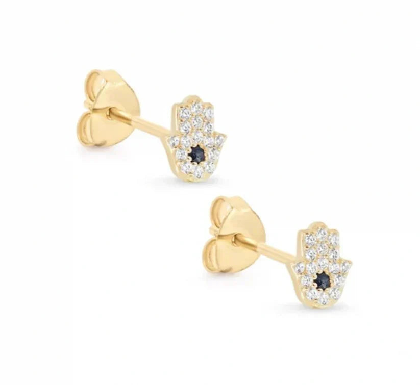 Harriet Hamsa Kleine Ohrstecker in Gold - Sterling Silber