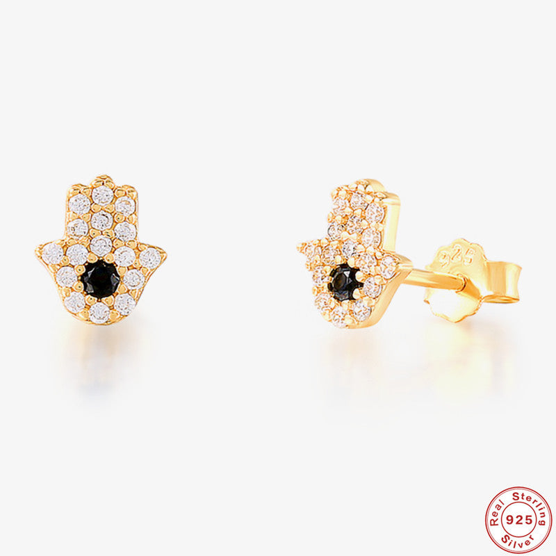 Harriet Hamsa Kleine Ohrstecker in Gold - Sterling Silber