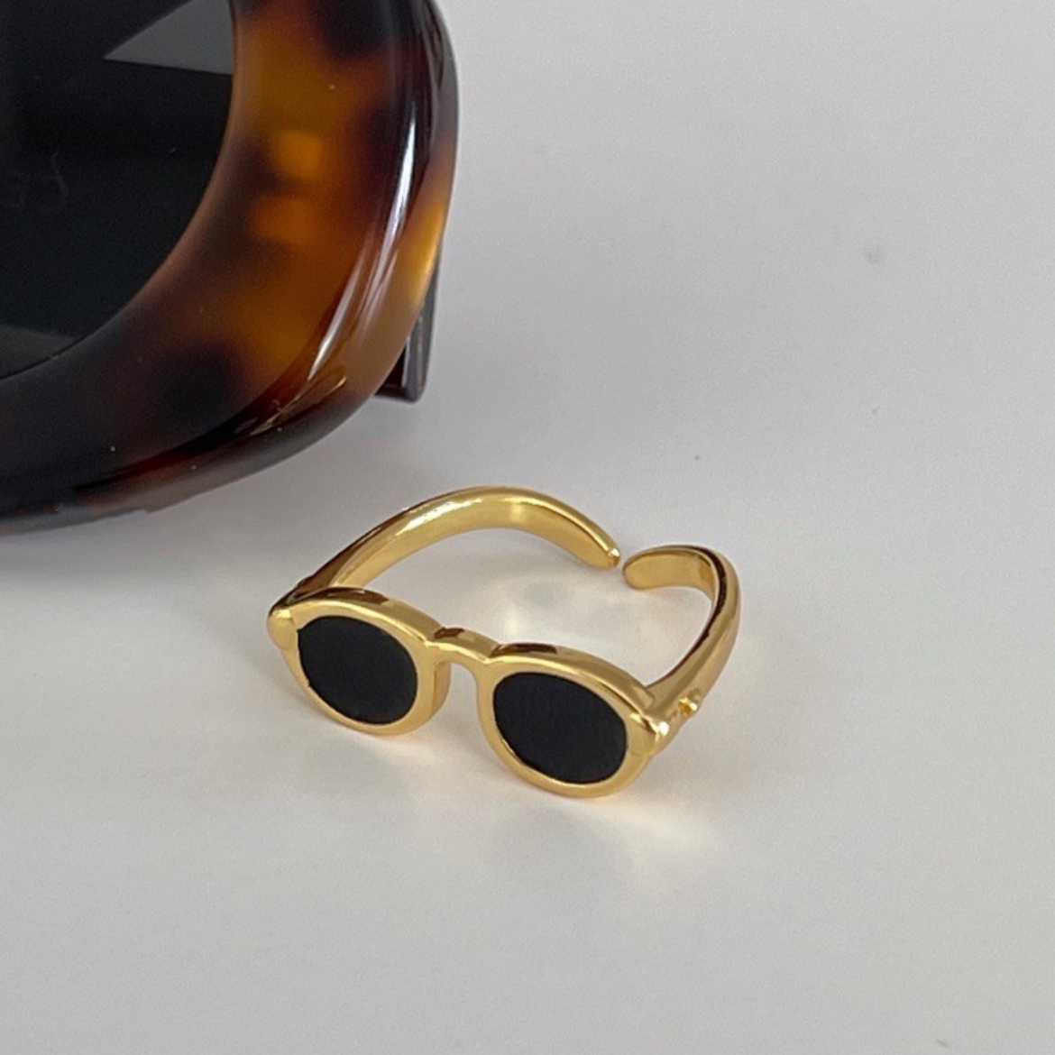Schwarzer Emaille glasierte Gläser Ring