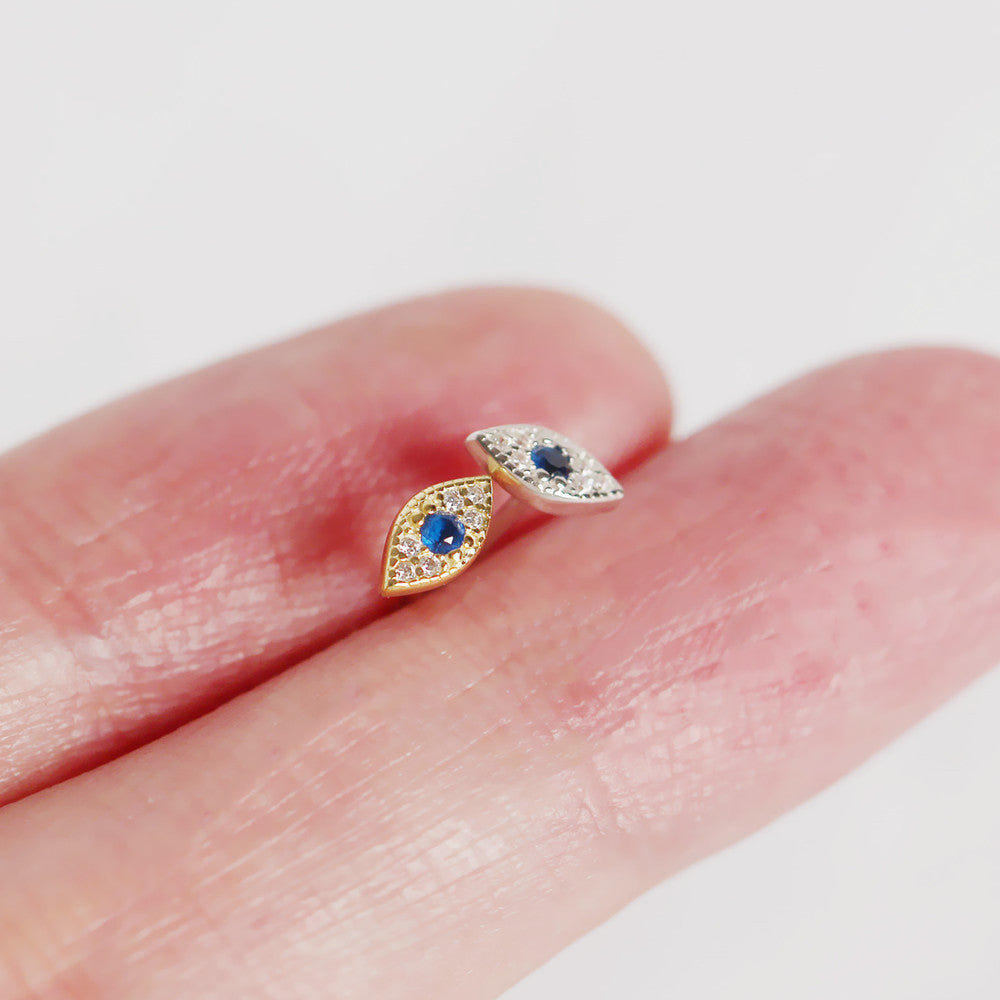 Ivy stud earrings - Evil Eye sterling silver earrings - protection & elegance