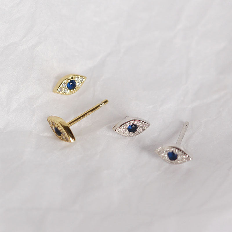 Ivy stud earrings - Evil Eye sterling silver earrings - protection & elegance