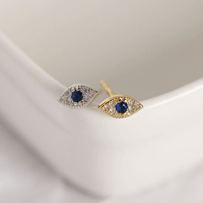Efeu Ohrstecker - Evil Eye Sterling Silber Ohrringe - Schutz & Eleganz