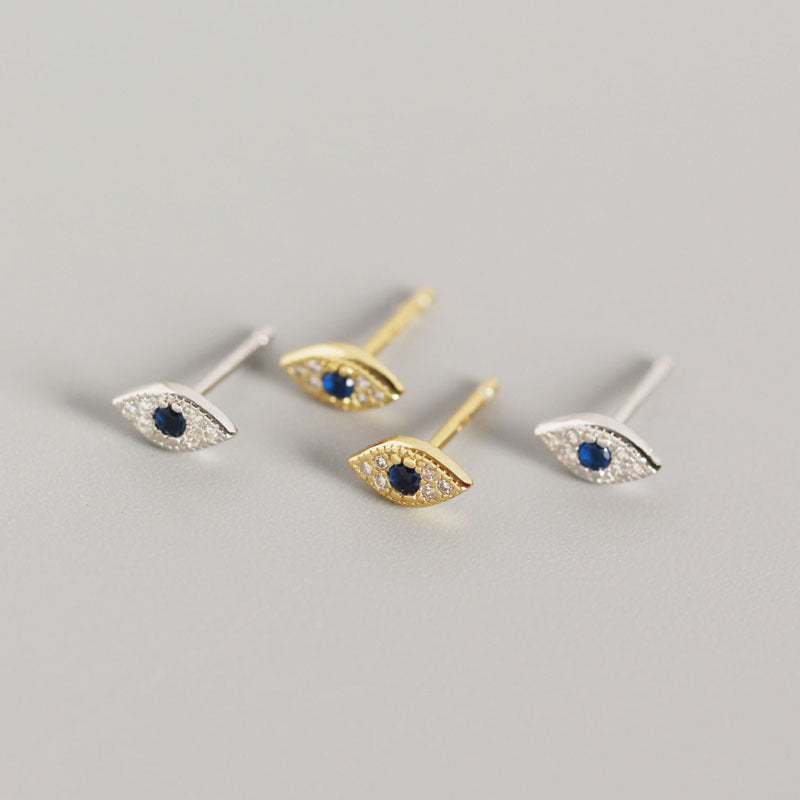 Ivy stud earrings - Evil Eye sterling silver earrings - protection & elegance