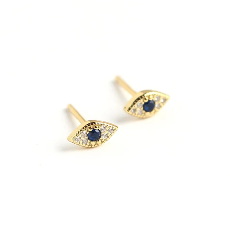 Ivy stud earrings - Evil Eye sterling silver earrings - protection & elegance