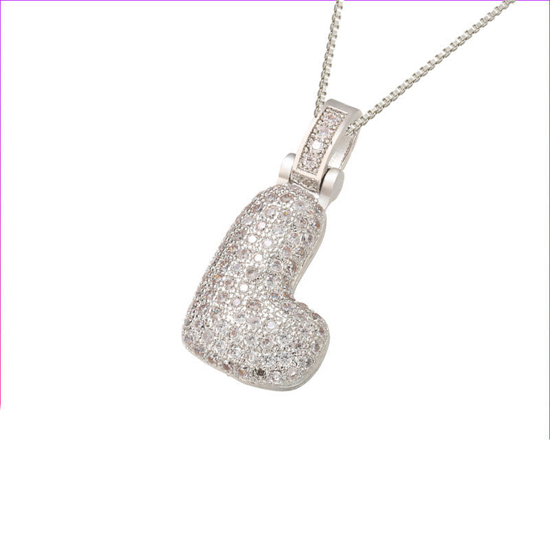 Pave Bubble Initial Halskette