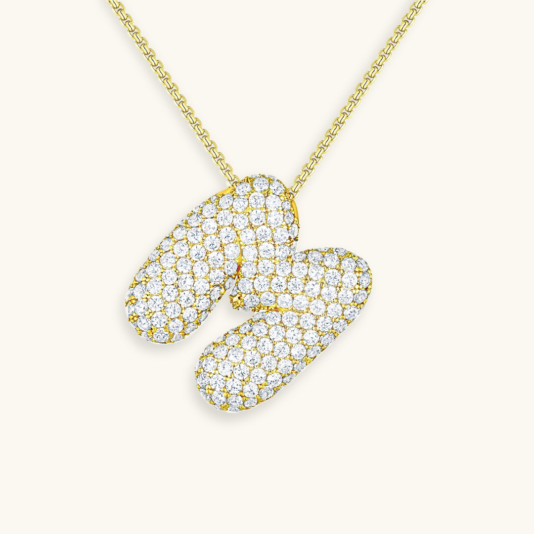 Bubble Initial Diamond Halskette