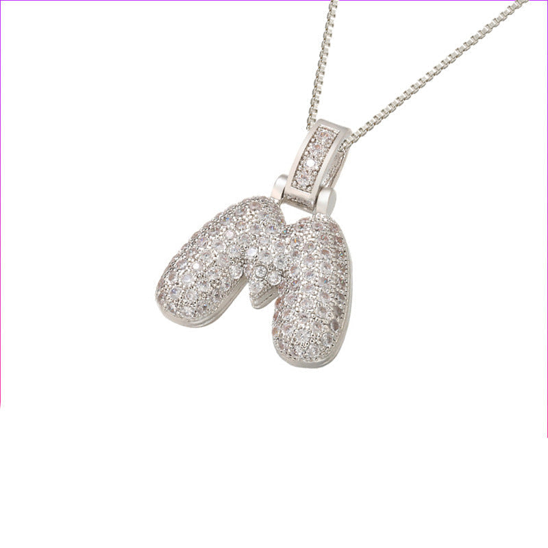 Pave Bubble Initial Halskette