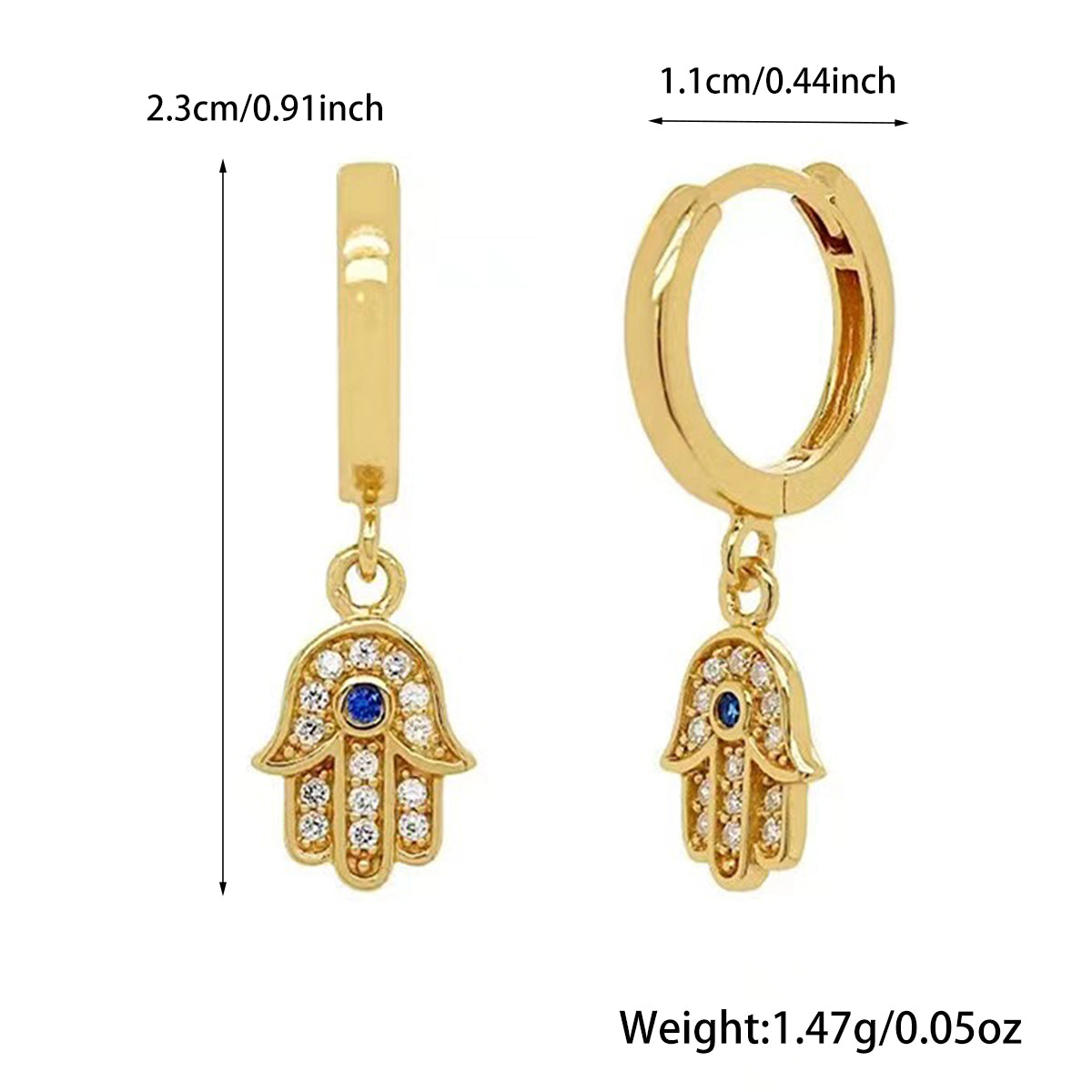 Batya Hamsa Huggies in Silber - Sterling Silber